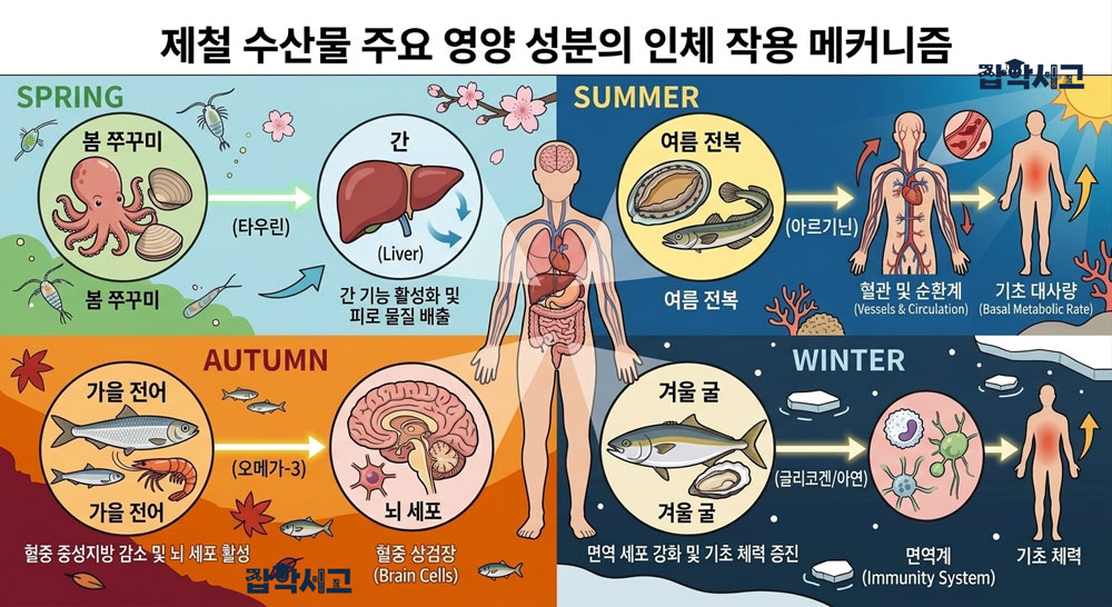 제철 수산물의 인체 작용