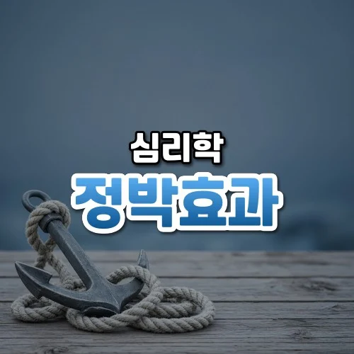 정박효과 썸네일: 은은한 푸른빛 아래 화면 아래쪽에 금속 닻과 밧줄이 놓이고 위쪽은 글자를 올릴 여백이 넓은 모습