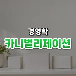 카니벌리제이션 썸네일: 깨끗한 선반 아래쪽에 놓인 비슷한 제품 상자 몇 개