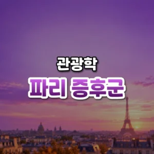 파리 증후군 썸네일: 화면 아래쪽에 흐릿한 파리 지붕과 에펠탑 실루엣이 있고 위로 보랏빛이 번져 가운데·위쪽에 글자를 올릴 여백이 있는 모습