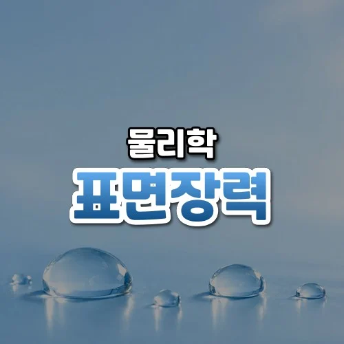 표면장력 썸네일: 밝은 하늘빛 표면 아래쪽에 맑고 둥근 물방울 몇 개가 맺혀 있고 위쪽은 글자를 올릴 여백이 넓은 모습